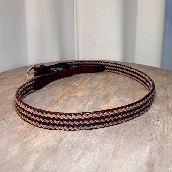 Brighton Woven Leather Belt w/ Silver Buckle